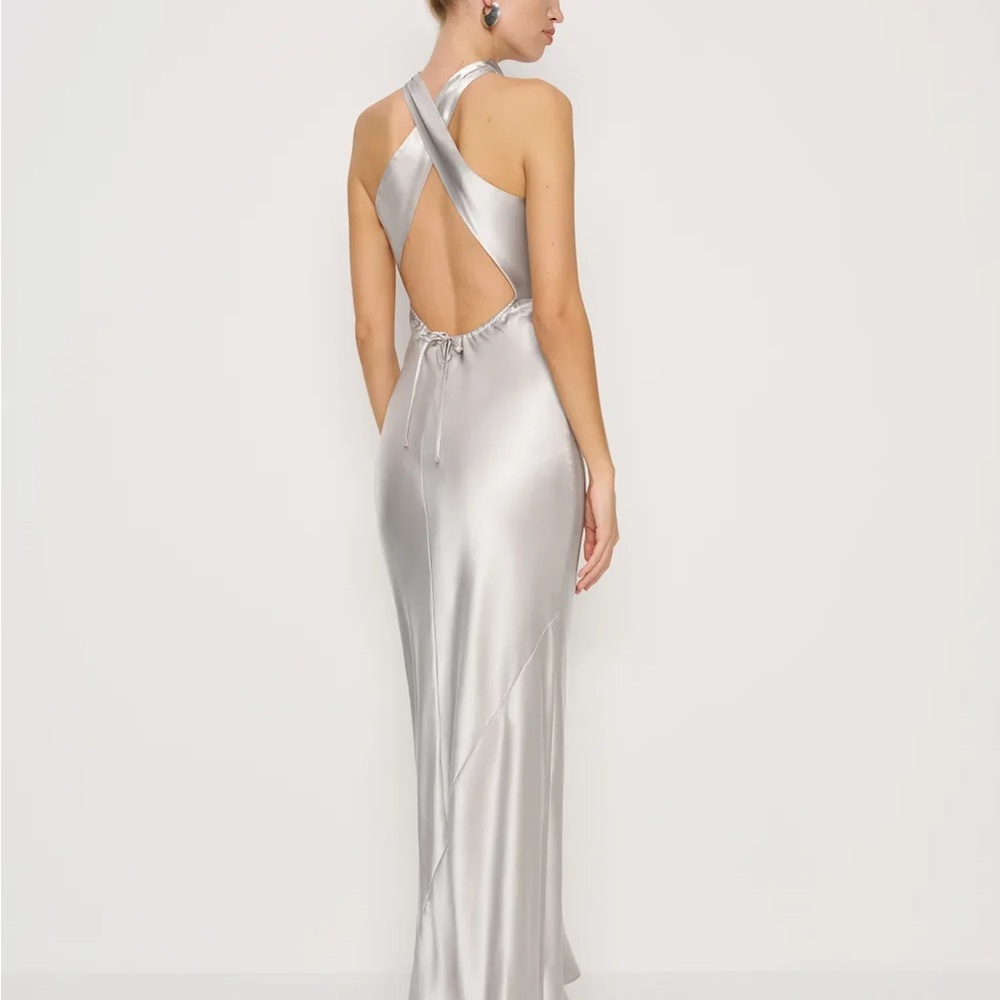Reformation Silk Silver Dress